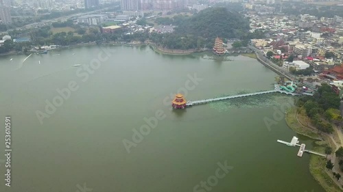 Drone shot of Wuliting at Lotus Pond in Kaohsiung, Taiwan. photo