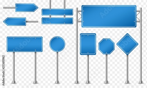 Set of blue road signs