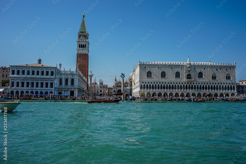 Italy, Venice, Piazza San Marco, VIEW OF BUILDINGS BY CANAL AGAINST SKY IN CITY