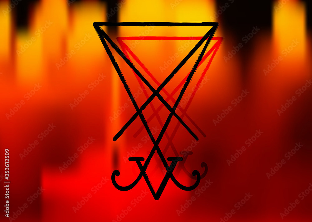 A sigil of Lucifer. Grunge styled distressed demonology vector  illustration: Lucifer sigil isolated or fire background. Satan Devil Lucifer  sigil with reversed pentagram Stock Vector | Adobe Stock