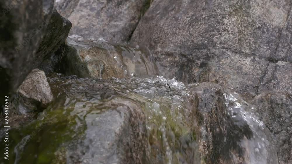 Mountain stream close up. Slow motion Mountain stream close up. Slow motion