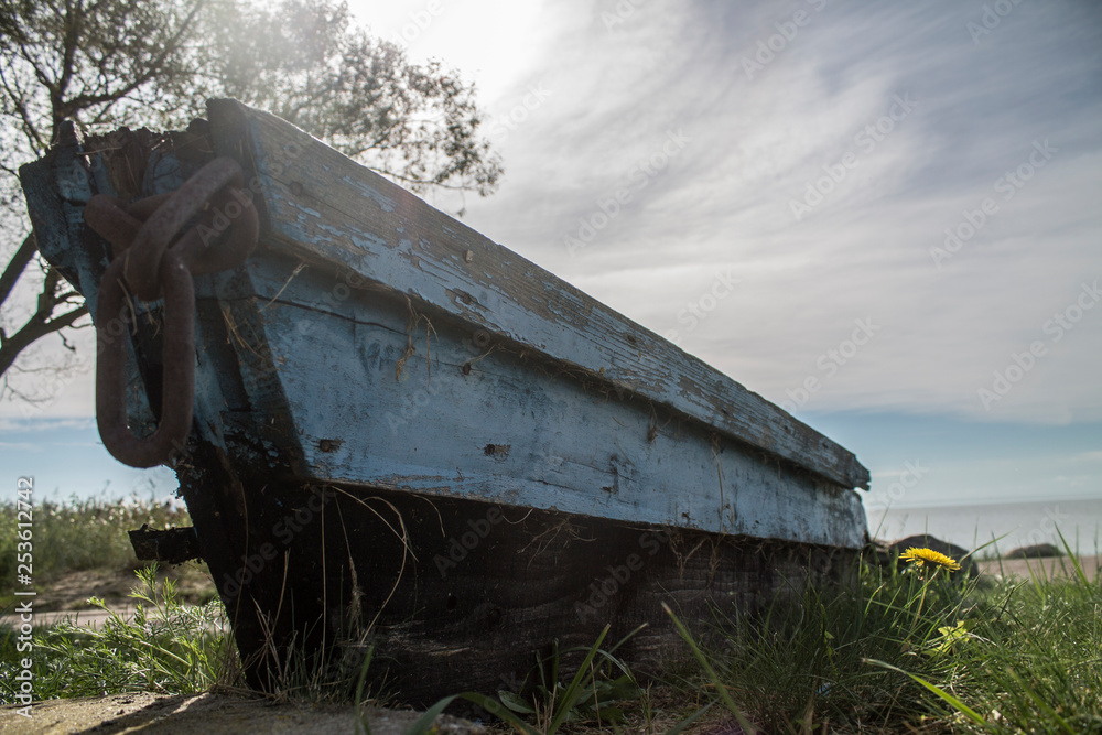 old boat on the shore