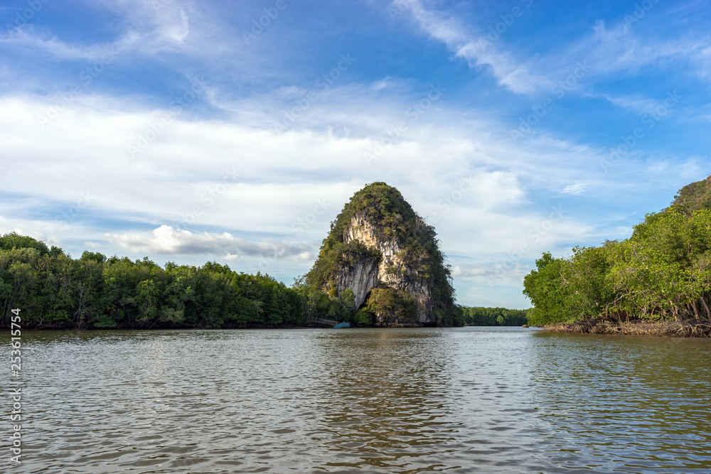 Khao Khanab Nam river and mountain in Krabi province in Thailand