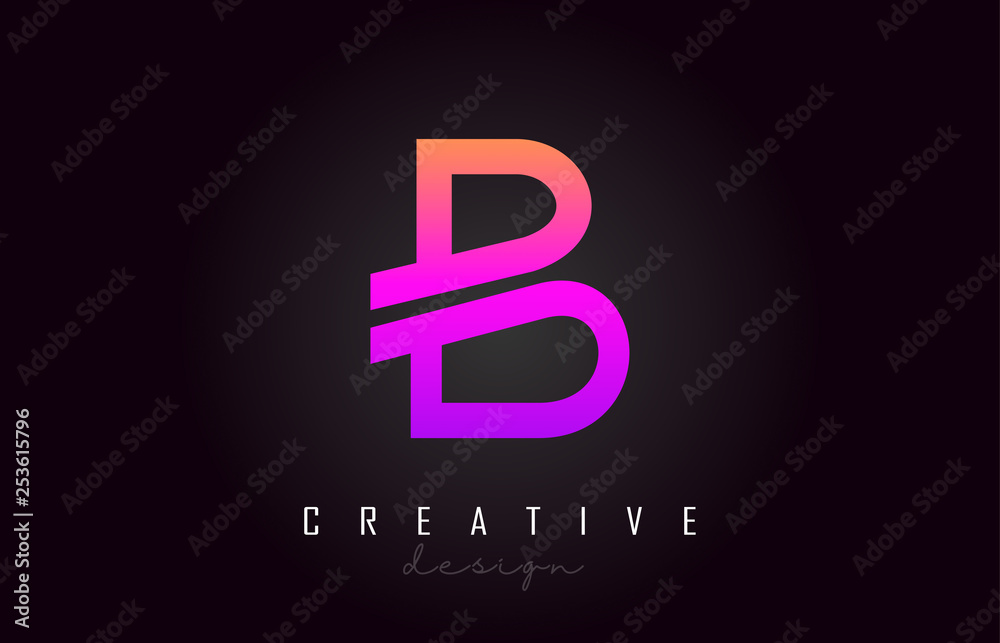 B Purple Letter Logo Monogram Vector Design. Creative B Vibrant Letter Icon B Purple Letter Logo Monogram Vector Design. Creative B Vibrant Letter Icon
