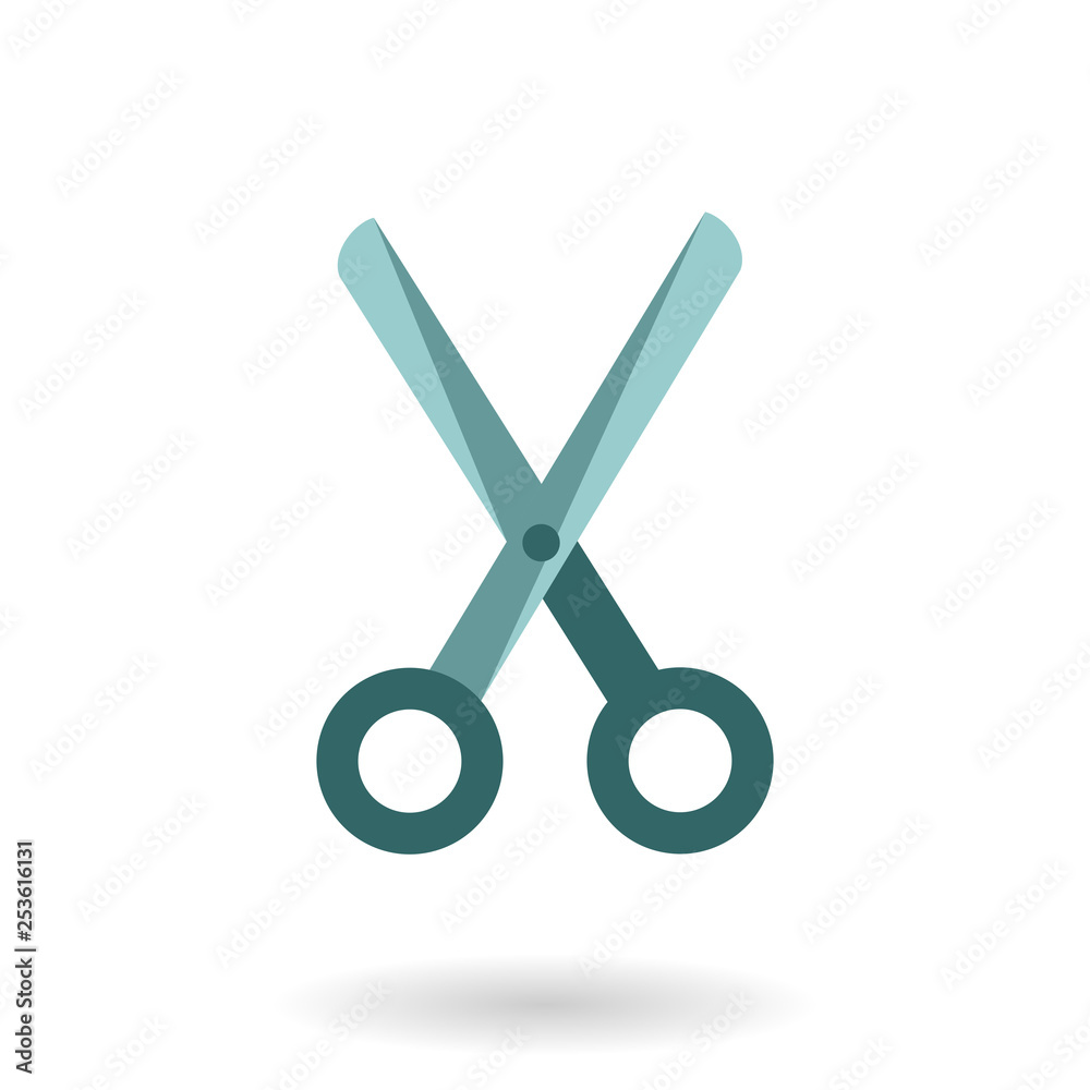 Scissors or clippers. Flat icon with shadow. Vector graphic illustration. Scissors or clippers. Flat icon with shadow. Vector graphic illustration.
