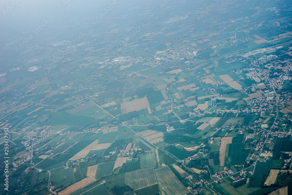Italy, Venice, viewed from above from airplane window