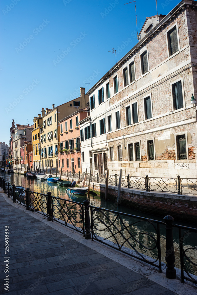 The narrow canals of Venice, Italy