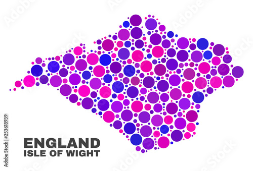 Obraz na plátně Mosaic Isle of Wight map isolated on a white background