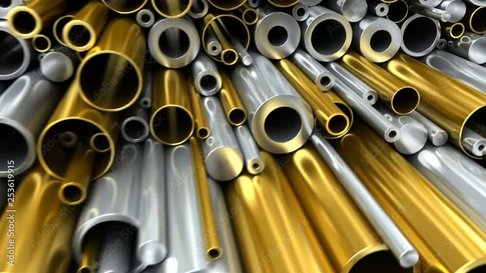 Set of Round tubes made of steel, aluminun, brass and cupper materials. Different diameters and