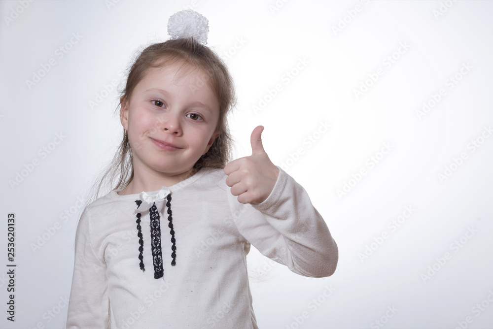 child girl shows emotions in bright clothes child girl shows emotions in bright clothes