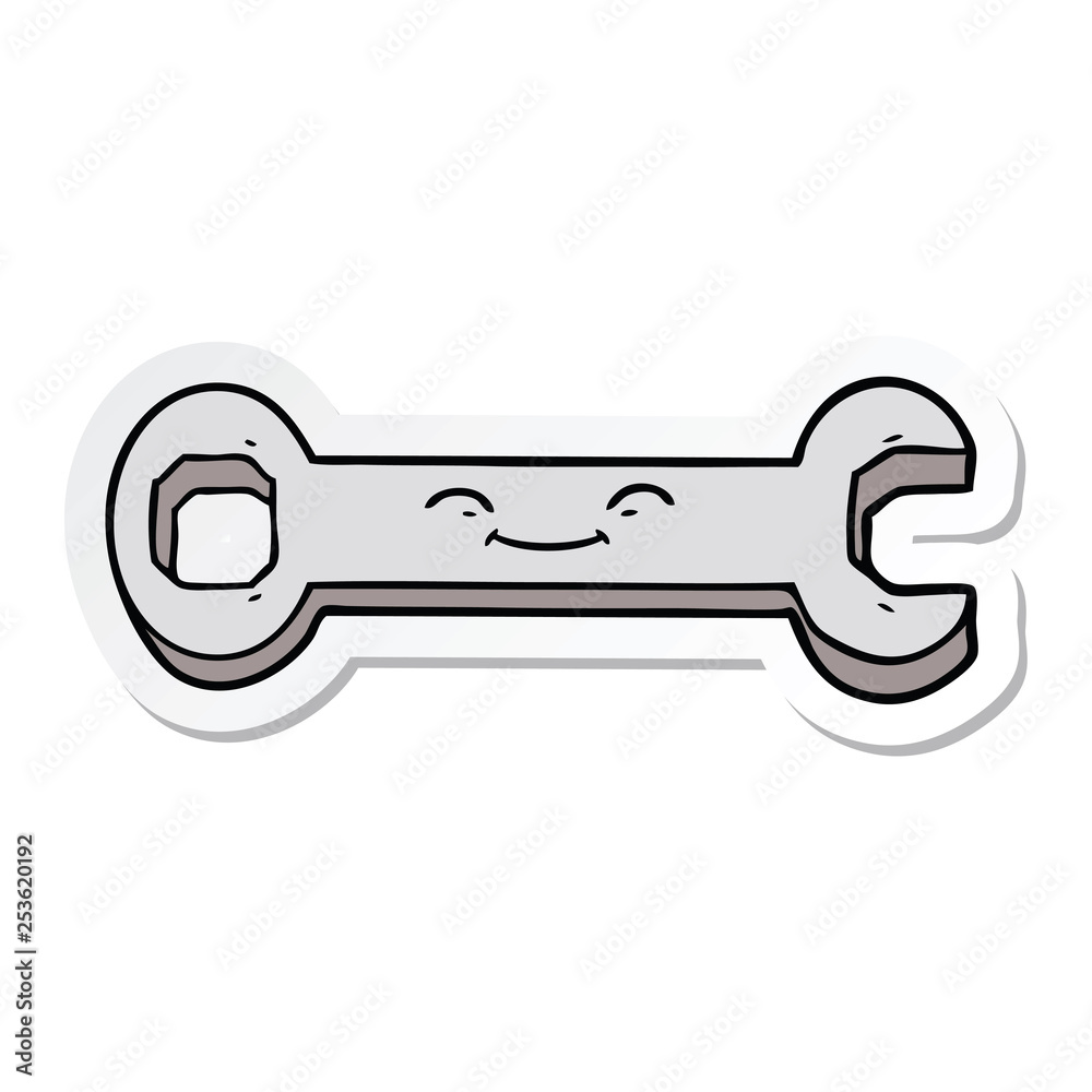 sticker of a cartoon spanner sticker of a cartoon spanner