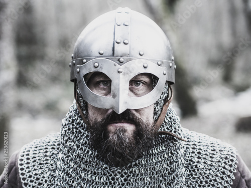 Warrior with viking helmet