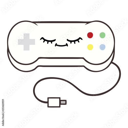flat color retro cartoon game controller