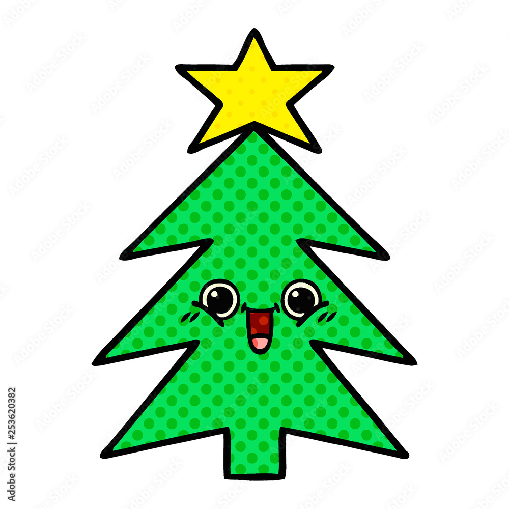 Fototapeta premium comic book style cartoon christmas tree