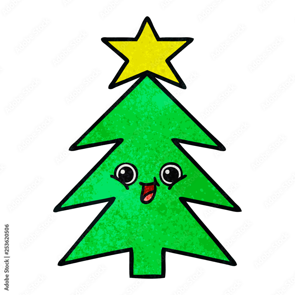 retro grunge texture cartoon christmas tree retro grunge texture cartoon christmas tree