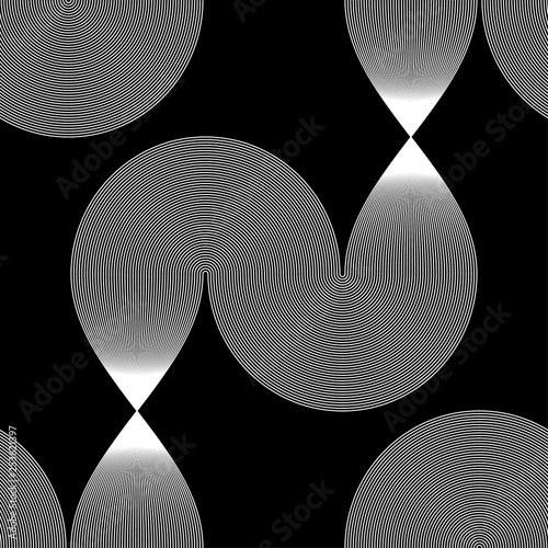 Abstract vector seamless op art pattern. Monochrome graphic ornament