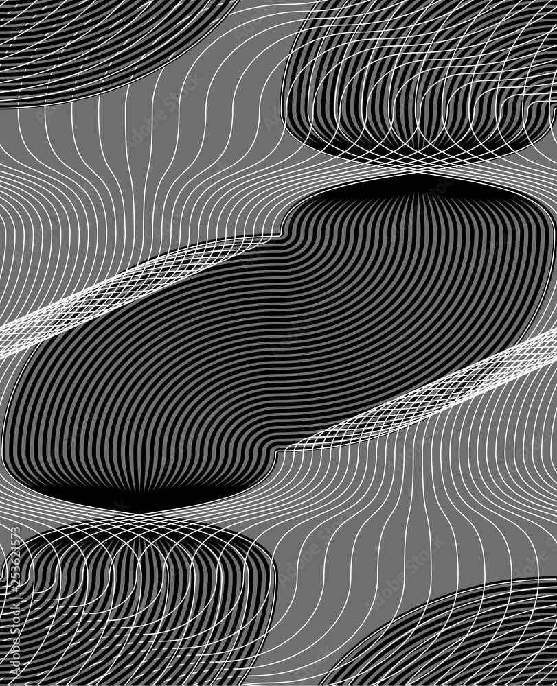 Abstract vector seamless op art pattern. Monochrome graphic ornament