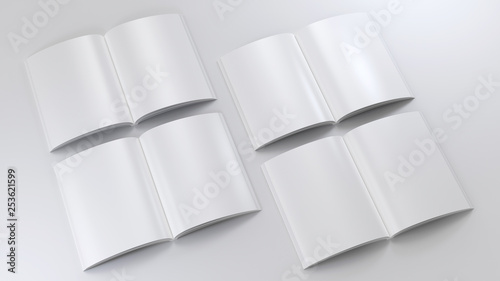 Fotografi Magazine Mockup Set Template Perspective Top 3d