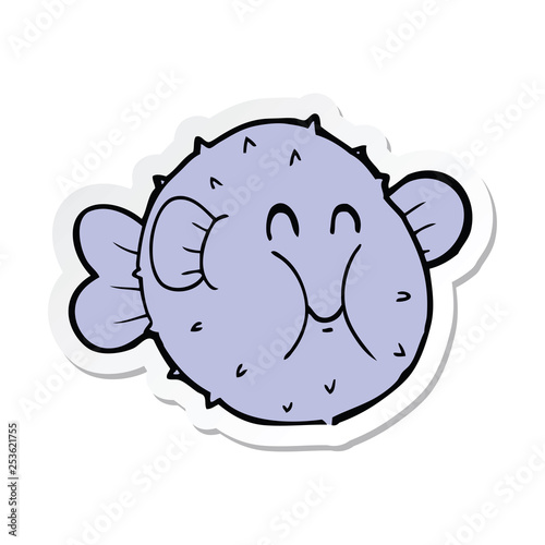 sticker of a cartoon puffer fish