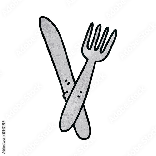 quirky hand drawn cartoon cutlery