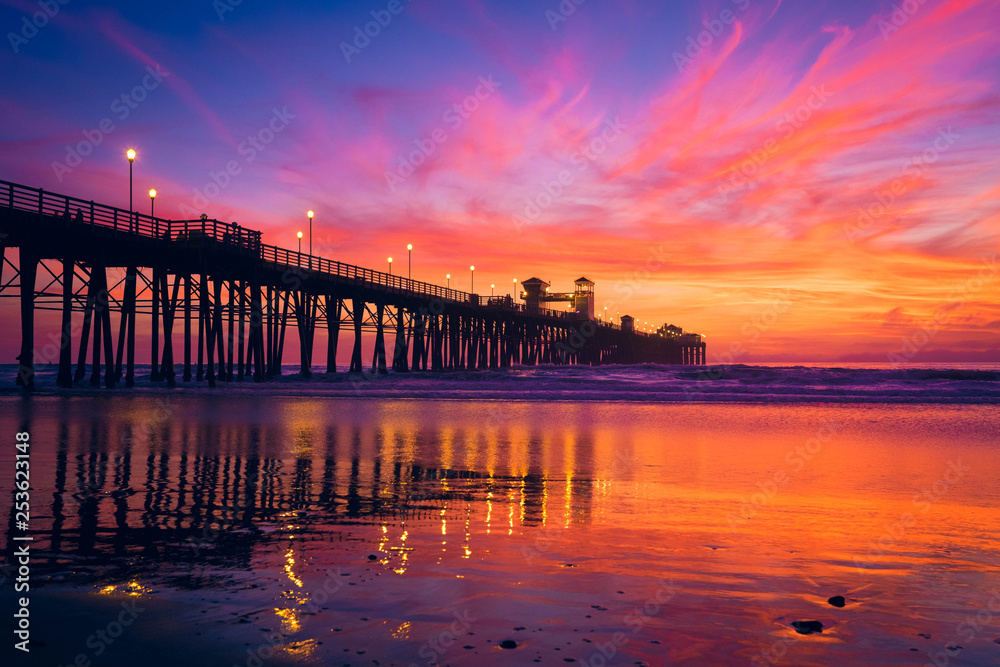 sunset and pier at sunset