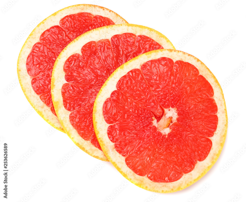 healthy food. sliced grapefruit isolated on white background. top view healthy food. sliced grapefruit isolated on white background. top view