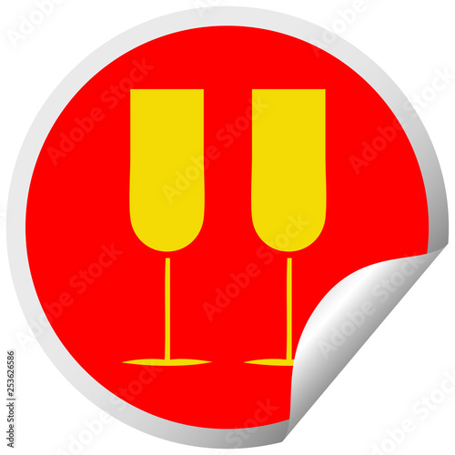 circular peeling sticker cartoon champagne flutes