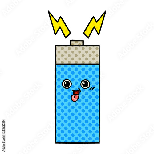 comic book style cartoon battery