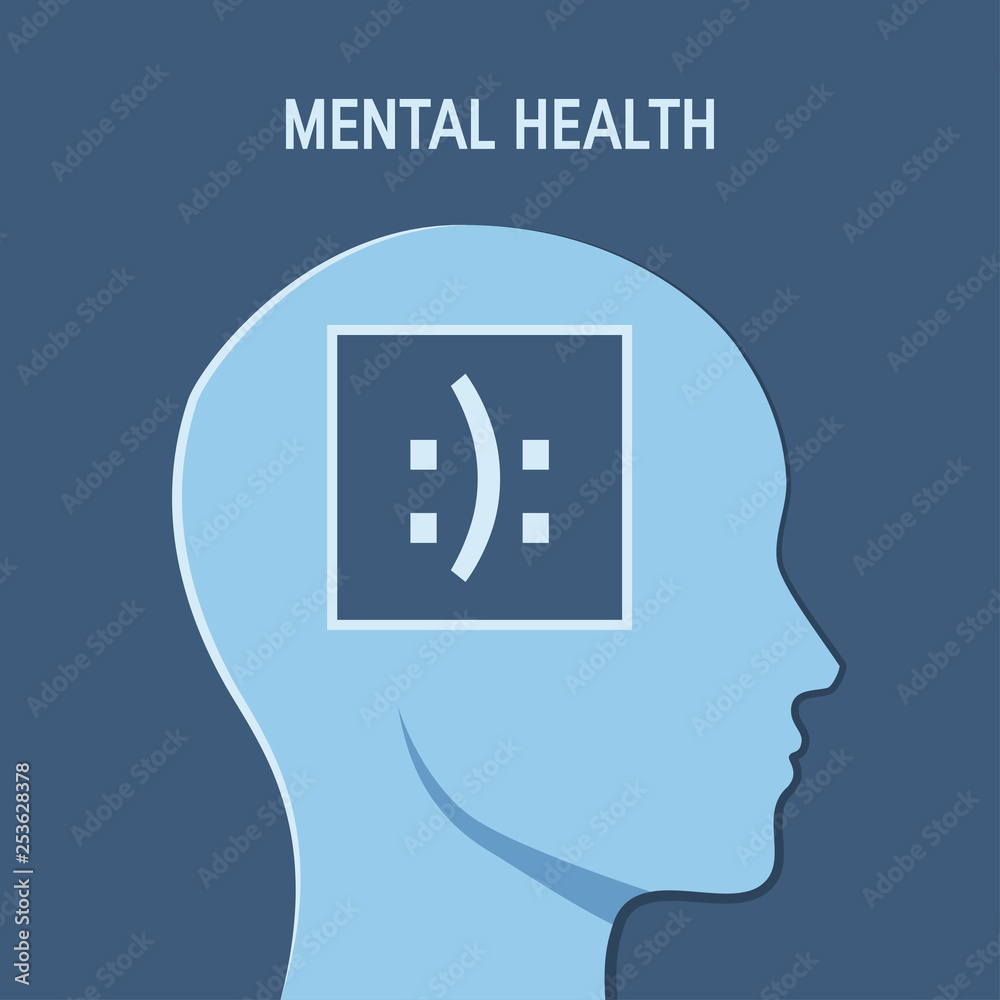 Mental health vector concept in simple flat style Mental health vector concept in simple flat style