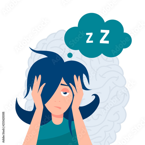 Insomnia vector concept in simple flat style