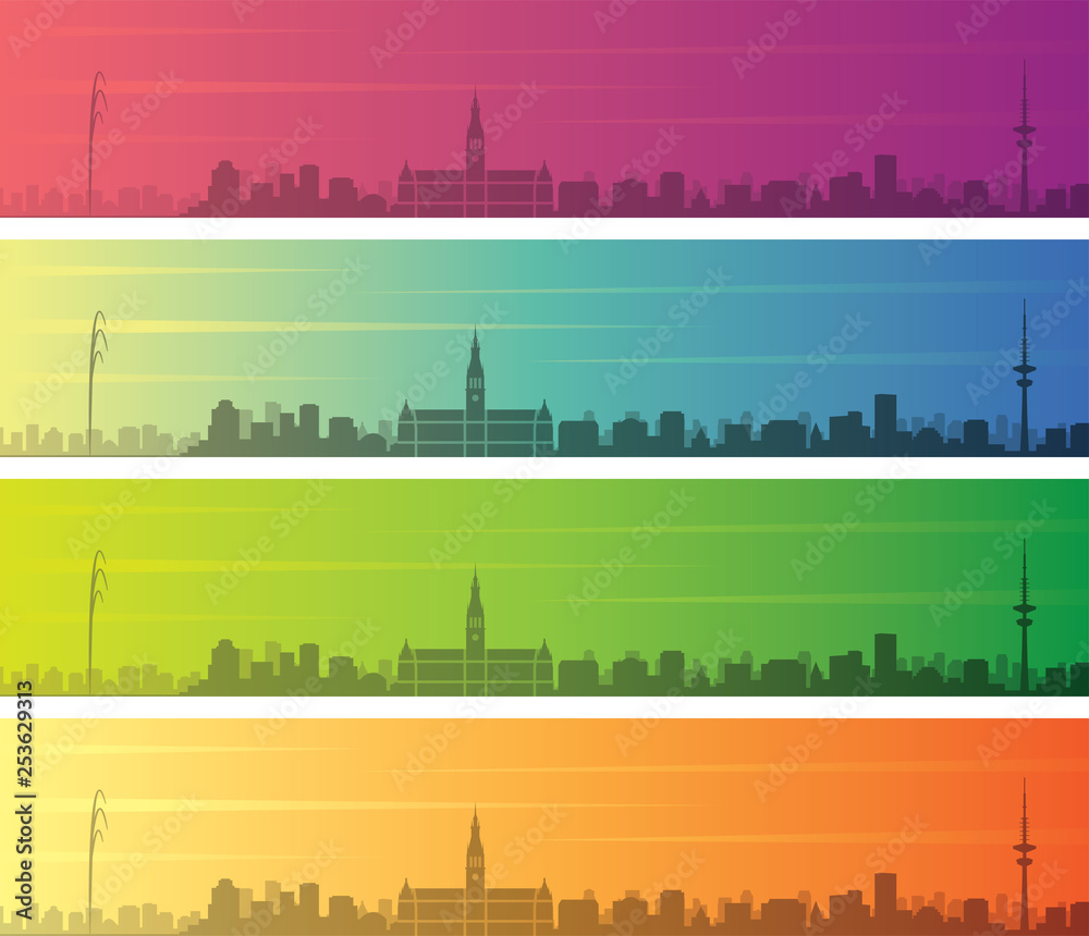 Hamburg Multiple Color Gradient Skyline Banner
