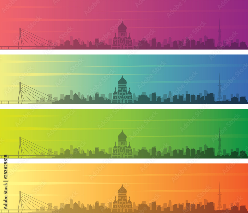 Obraz premium Harbin Multiple Color Gradient Skyline Banner