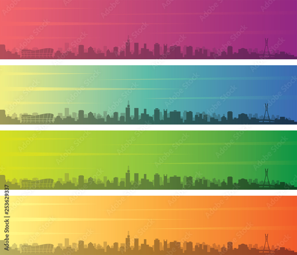 Lagos Multiple Color Gradient Skyline Banner