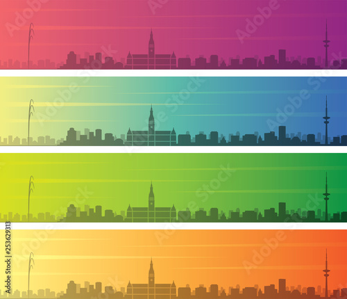 Hamburg Multiple Color Gradient Skyline Banner
