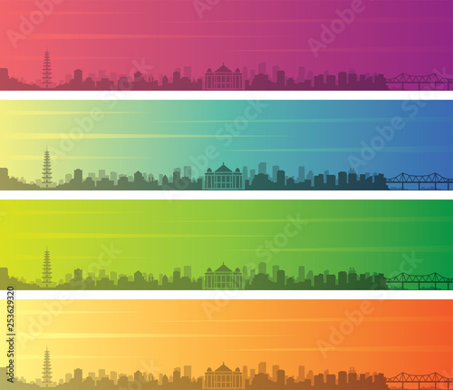 Hanoi Multiple Color Gradient Skyline Banner