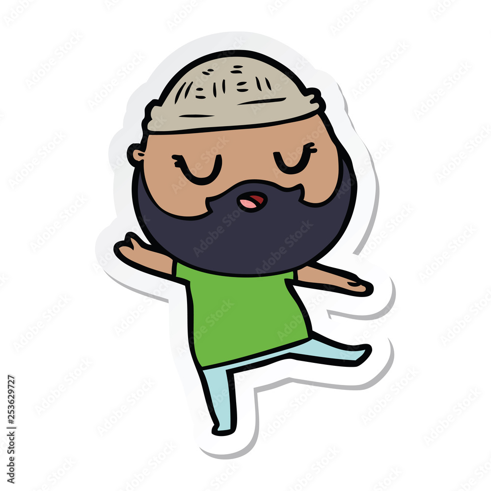 sticker of a cute cartoon man with beard sticker of a cute cartoon man with beard