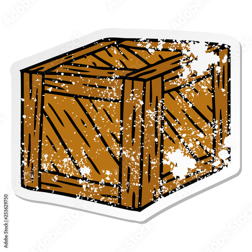 distressed sticker cartoon doodle of a wooden crate