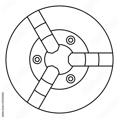 Lathe chuck contour illustration