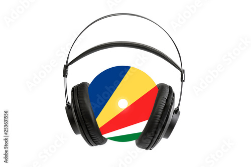 Photo of a headset with a CD with a flag of Seychelles