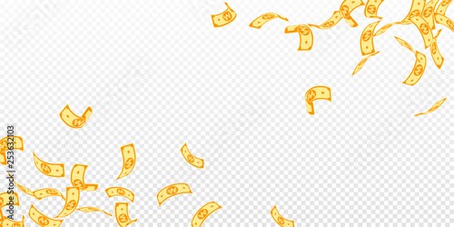 Korean won notes falling. Floating WON bills on tr