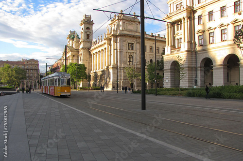 Tramway on the Street in Budapest  Hungary