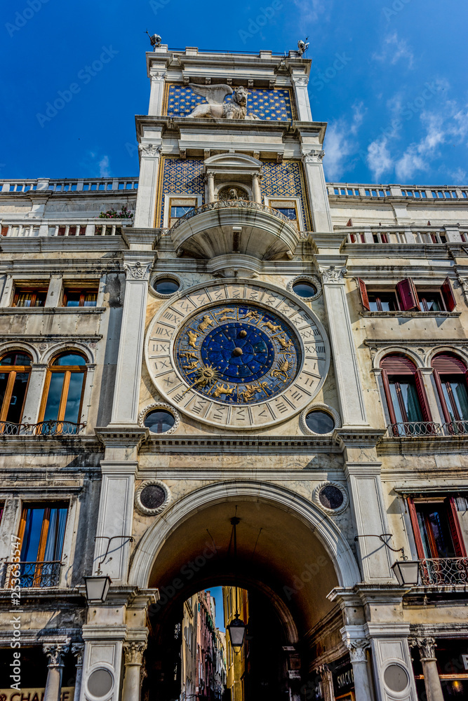 Italy, Venice, St Mark's Clocktower, LOW ANGLE VIEW OF CLOCK TOWER AGAINST SKY