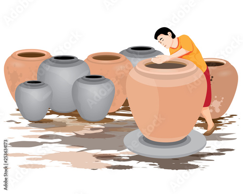 one man with jar vector design