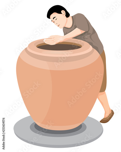 one man with jar vector design