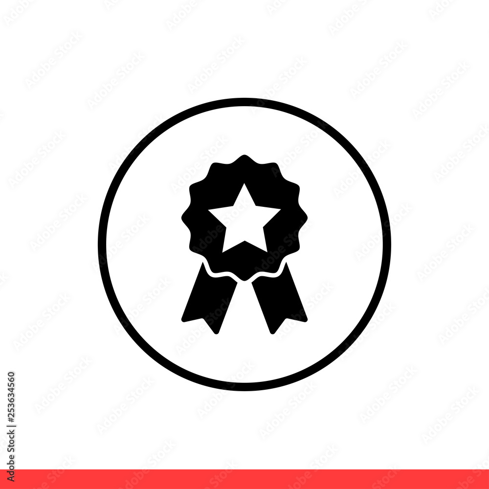 Badge vector icon, medal symbol. Simple, flat design for web or mobile app Badge vector icon, medal symbol. Simple, flat design for web or mobile app
