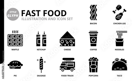 Fast food icon set