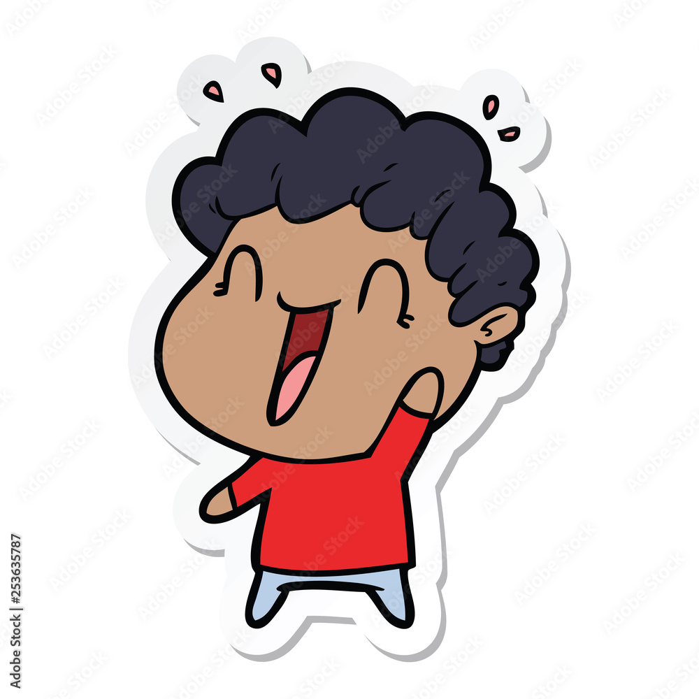 sticker of a cartoon happy man