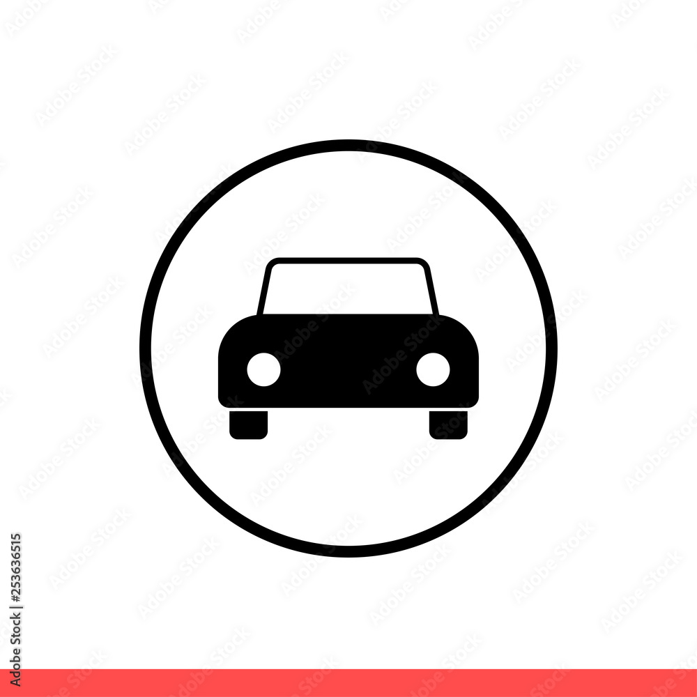 Car vector icon, commute symbol. Simple, flat design for web or mobile app