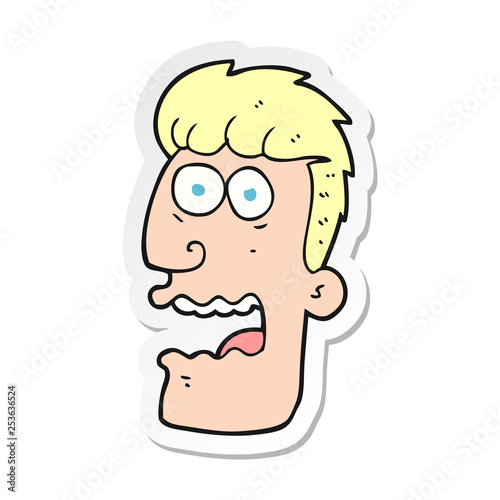 sticker of a cartoon shocked man