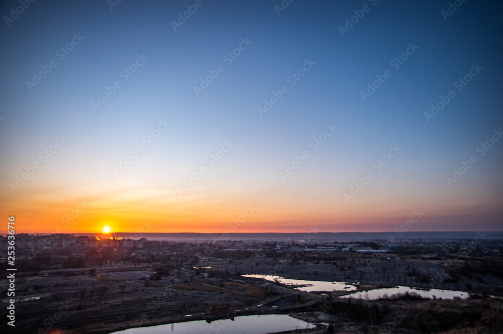 Fototapeta premium Sunset on an abandoned career